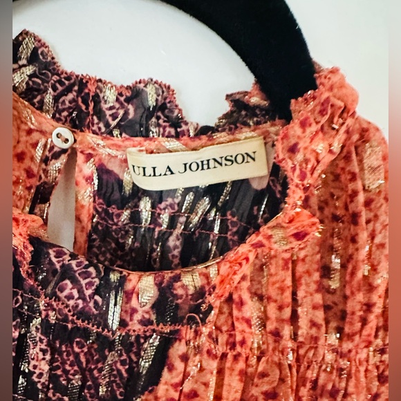 Ulla Johnson silk ruffled sleeve top with shimmering threads - Picture 5 of 5